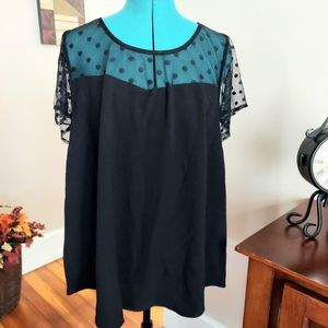 Torrid Sheer Polka-dot Short Sleeve Blouse